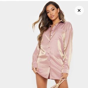 Metallic Pink Shirt Dress